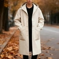 thumbnail image 2 of Daznico Jackets for Men,Autumn Trench Coat Mid Length Hooded Trench Jacket,Mens Winter Coats,Size:L, 2 of 6
