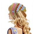 thumbnail image 2 of Unique Bargains 2 Pcs Triangle Bandana Knitted Turban Crochet Hair Scarf for Women Pink Beige, 2 of 5