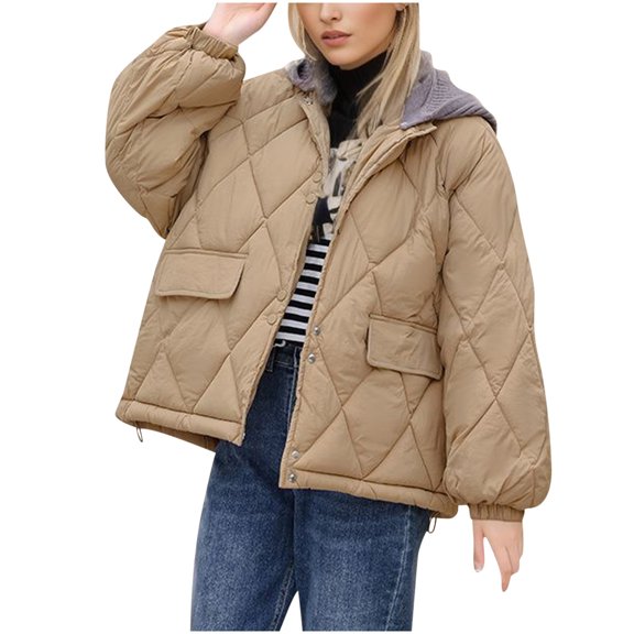 Viikei Winter Coats for Women Women's Fall and Winter Long Sleeved Warm Cotton Jacket Bread