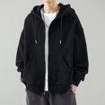 thumbnail image 2 of SNOWSONG Clearance! Mens Zip up Hoodie, Men's Hooded Sweatshirt Athletic Soft Brushed Fleece Hoody Drawstring Full Zip Up Hoodie Cardigan Size M-8XL, 1PC Cardigan Black 7XL, 2 of 9