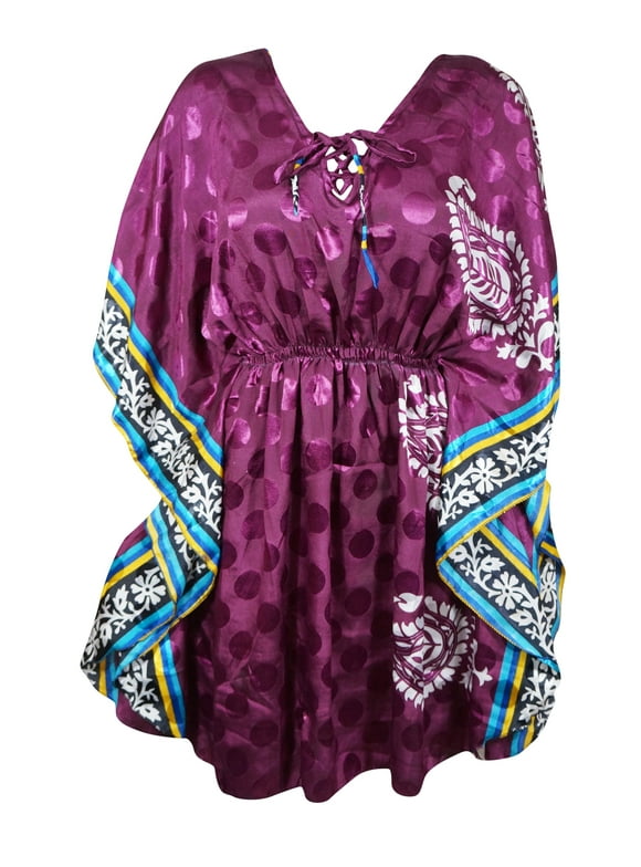 Mogul Summer Holiday Boho Fashion Purple Kaftan M-XL