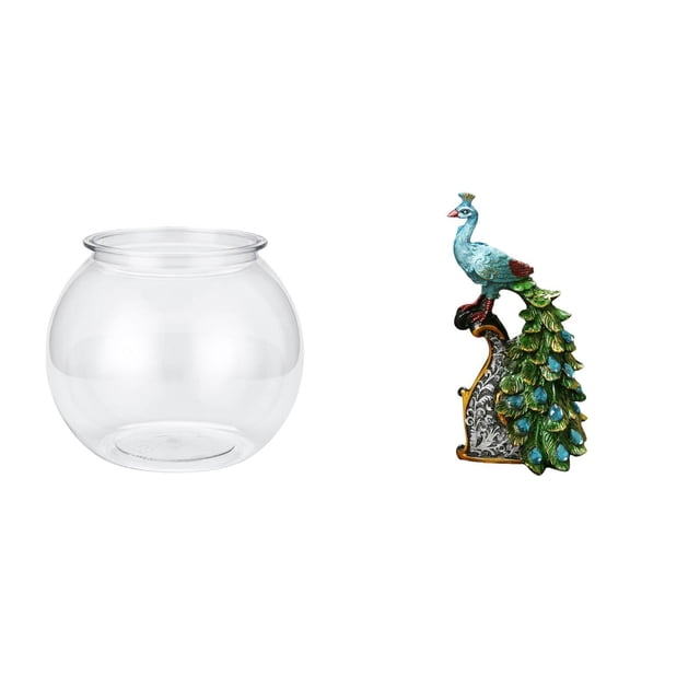 Pecera Pequeña Transparente, Adorno Para El Hogar, Cuenco, Jarrón, Mesa, Dormitorio, Sala De Estar, Decoración Del Hogar, Estatua De Pavo Real, Escultura De Animal, Colección, Adorno