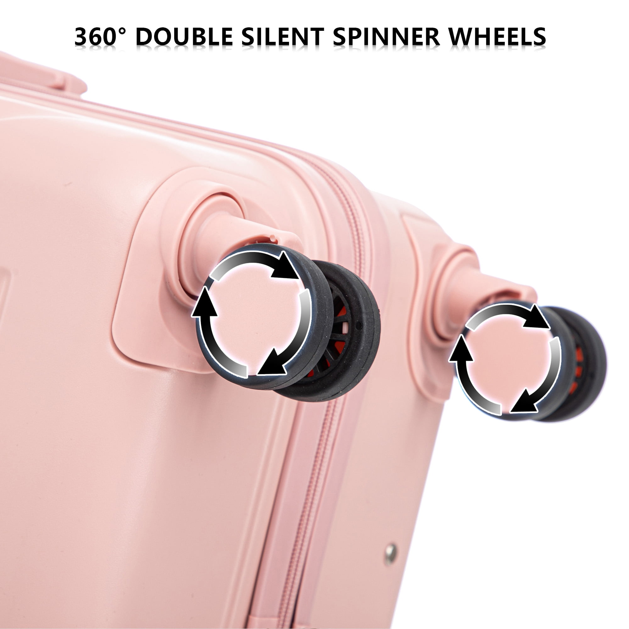 Alvantor 3Pcs Luggage Set, ABS Hardside Spinner Suitcase with Combination Lock, 20/24/28 Inch, Pink