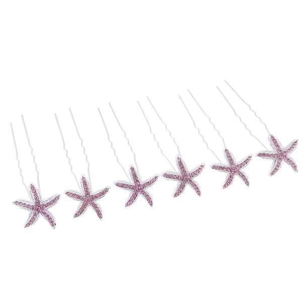 Pinza de pelo de cristal nupcial Zulema 6 Uds Forma U Vintaje rosa