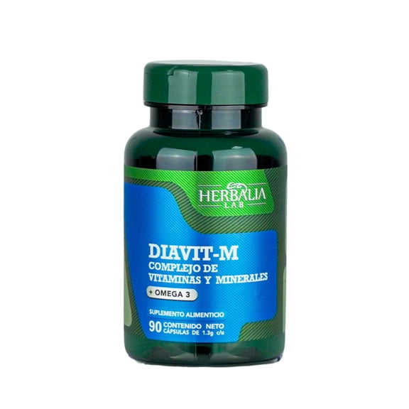 Herbalia Lab - Multivitamínico Diavit-M -Complejo de Vitaminas y Minerales - Complejo B - Omega 3 - Multivitaminas para Soporte Nutricional - 90 Cápsulas
