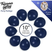 Matte Navy Blue Balloons - 10 Inch Latex Balloons - 72 Pack