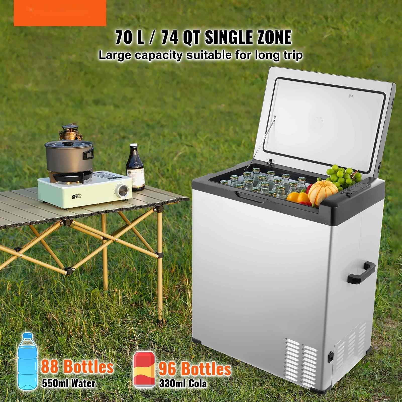 Car Refrigerator 70L, 12V/24V Portable Fridge Freezer, -4 to 68°F Adjustable, Compressor Cooler for Camping, RV, Truck - Single Zone