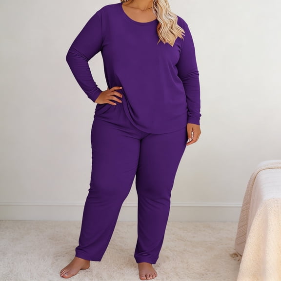 BILIKEYU Women's Thermal Winter Warm Fleece Lined Loungewear Set, Womens Pajamas Set, Womens Thermal Set, Loungewear Sets Woman