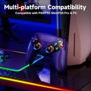 LED Wireless Controller for P5 PC, Bluetooth Controller with Turbo, Macro, Dynamic Vibration, 6-Axis Motion Control, 3.5mm Audio Jack, 1000mAh Battery, Speaker - Blue