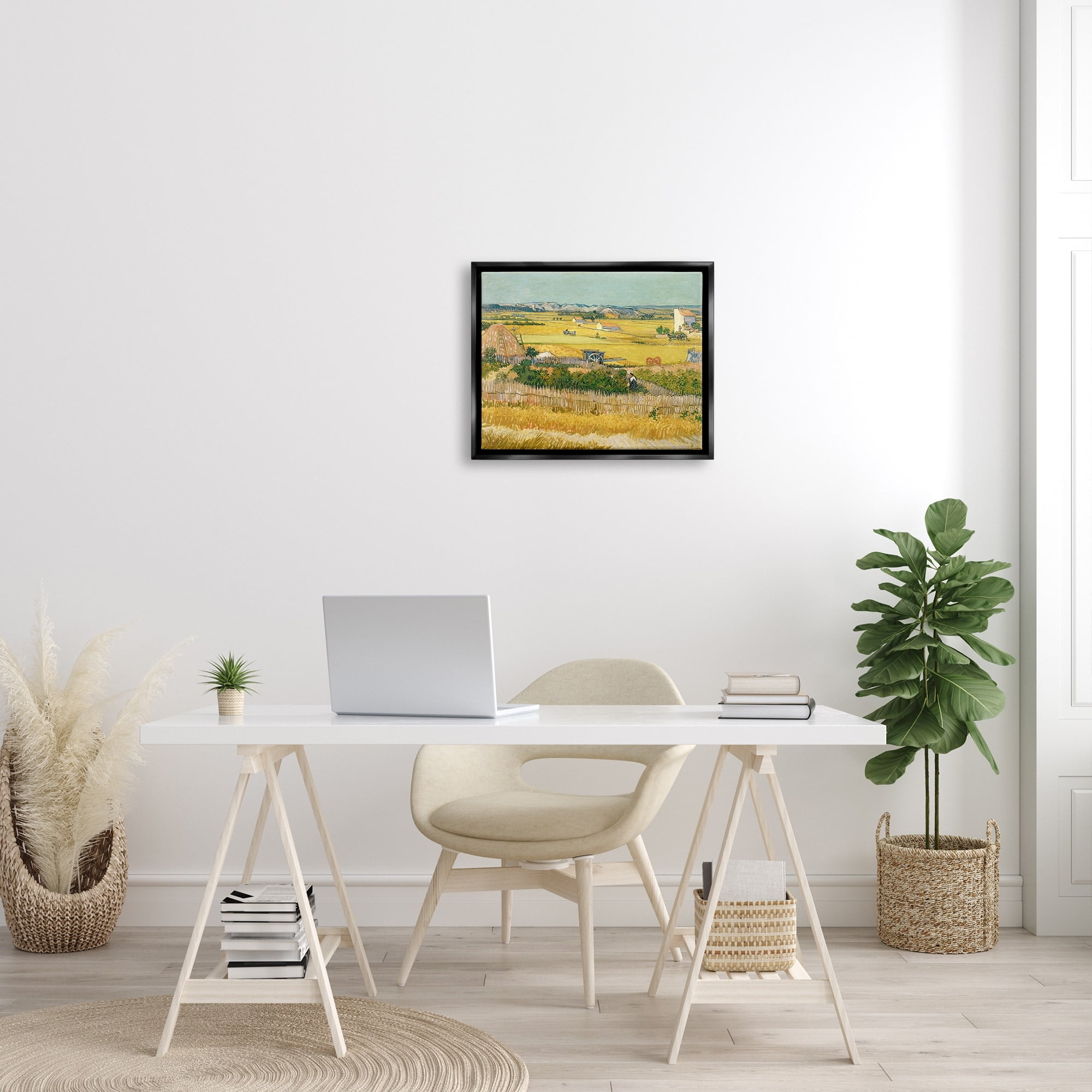 Stupell Industries The Harvest Vincent van Gogh Classic Painting Painting Jet Black Floating Framed Canvas Print Wall Art, Design by one1000paintings