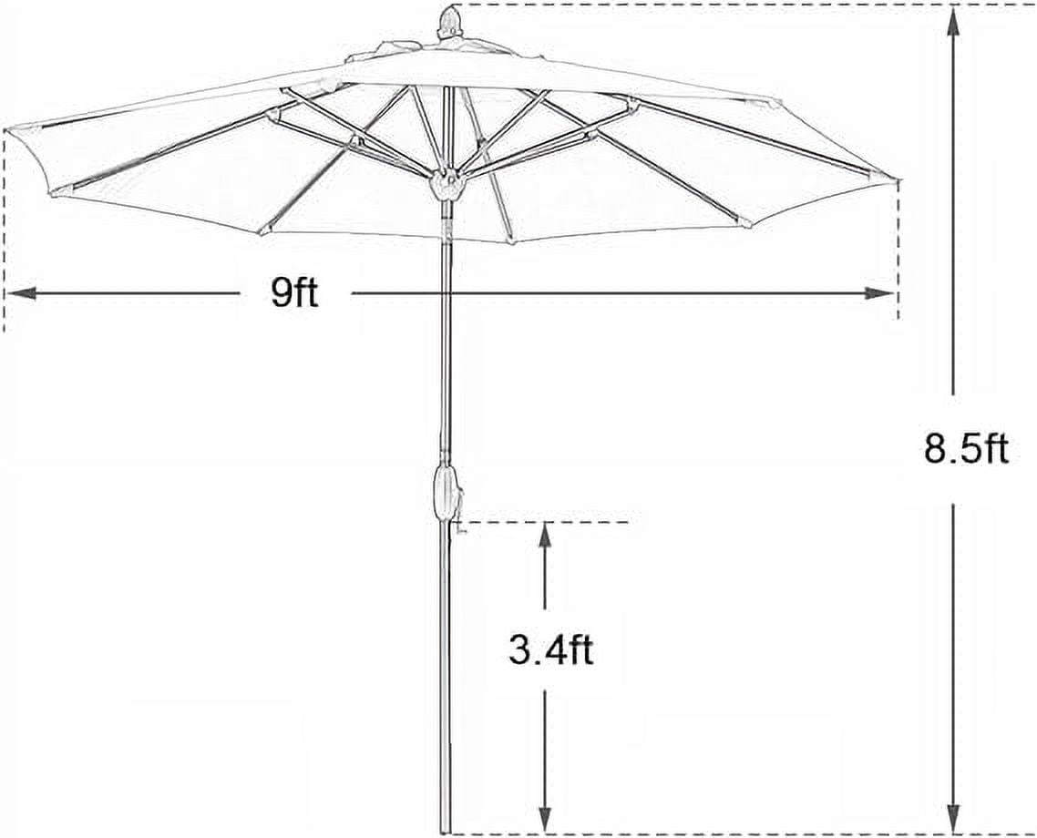 Abba Patio 9ft Apple-Shaped Heavy-Duty Outdoor Market Patio Umbrella w/ crank, 8 Ribs-Dark Red