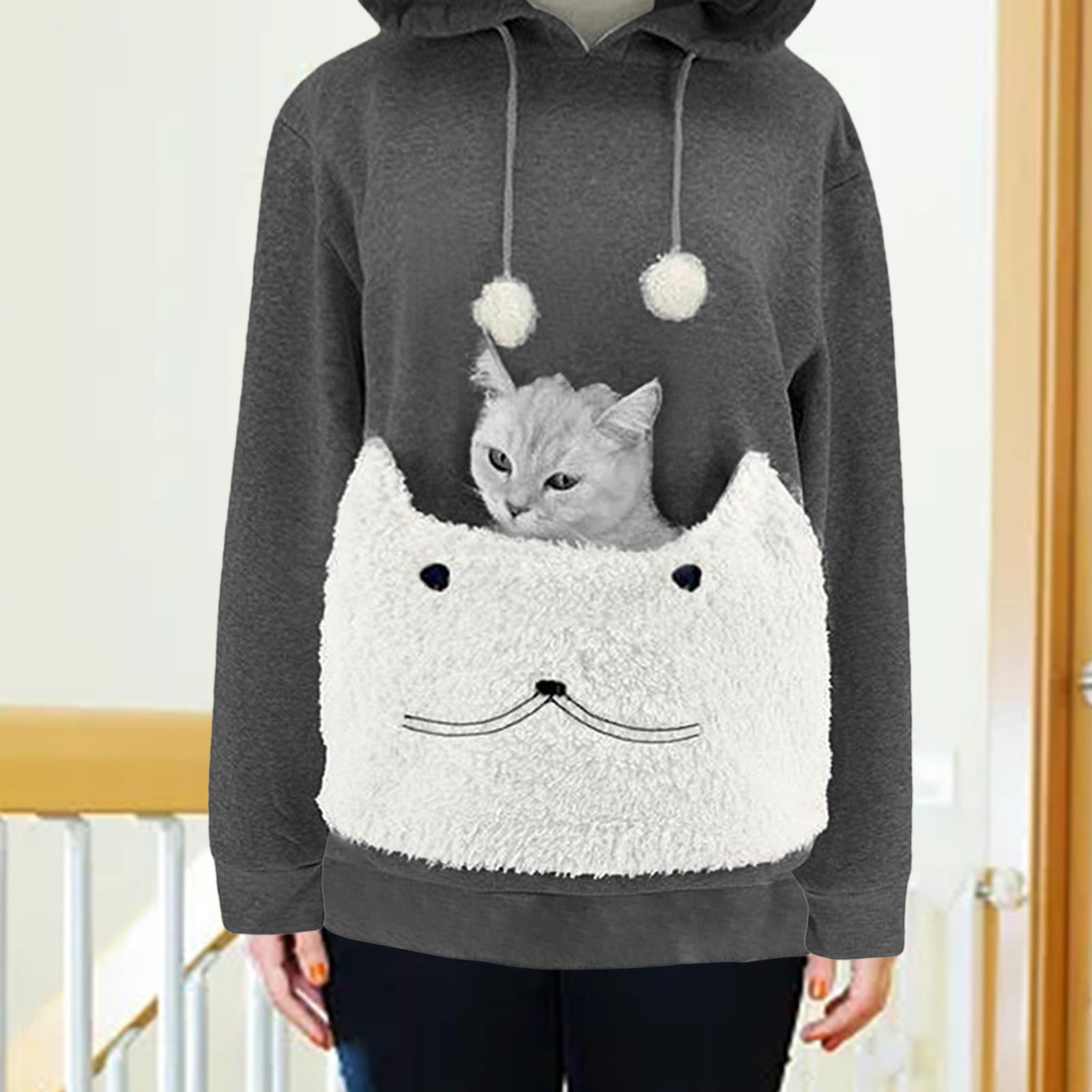 Sweat à Capuche Avec Poche Kangourou Pour Animal – Transport Chat/chien, Tissu Doux, Lavable, Capuche Ajustable