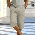 thumbnail image 5 of Xuniizn Mens Cargo Shorts Below the Knee Zipper Button Closure Hiking Cargo Pants with Pockets Casual Straight Work Pants for Men, 5 of 9