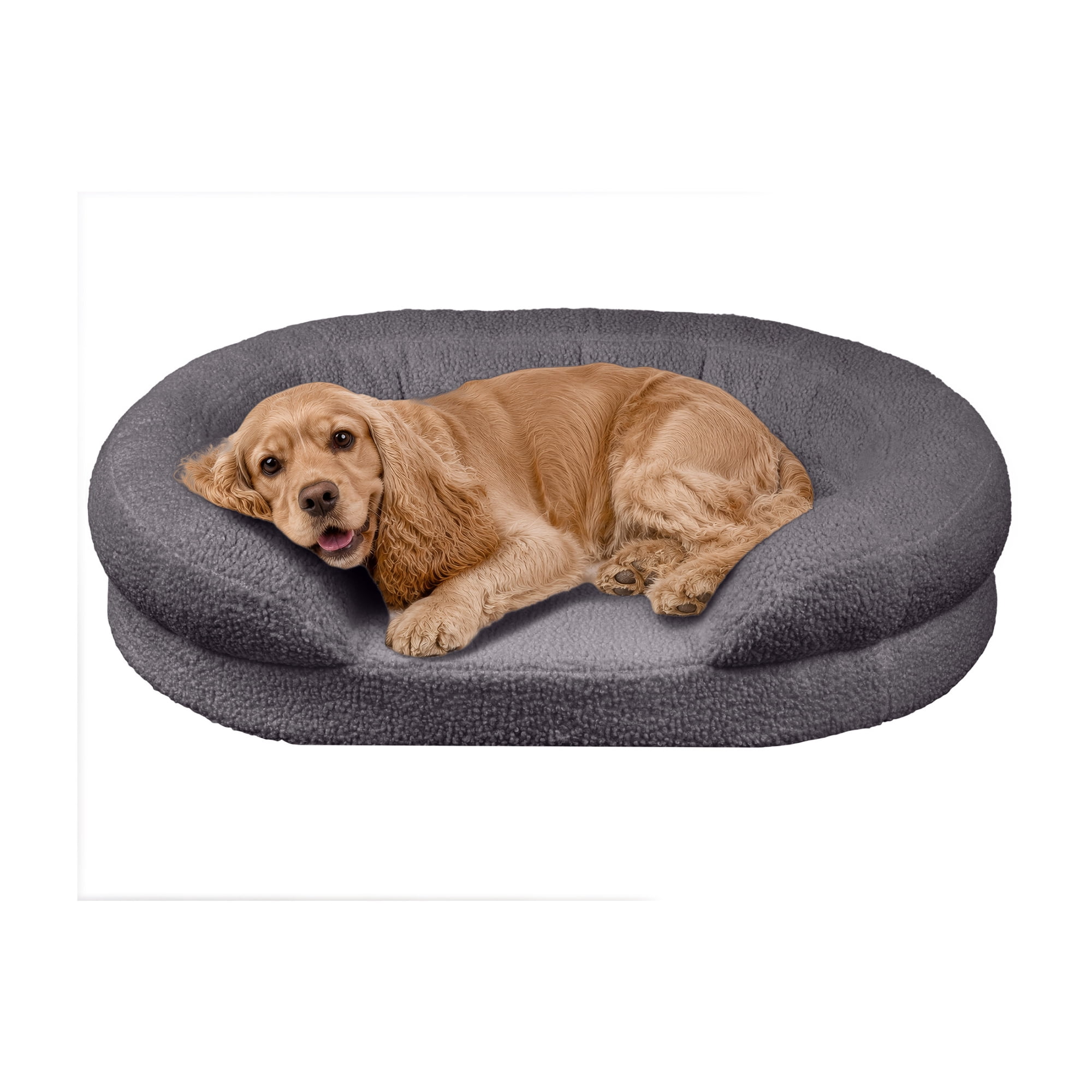PETMAKER 35” Orthopedic Dog Bed for Medium Dogs, Pet Bed with Supportive Bolster, Gray