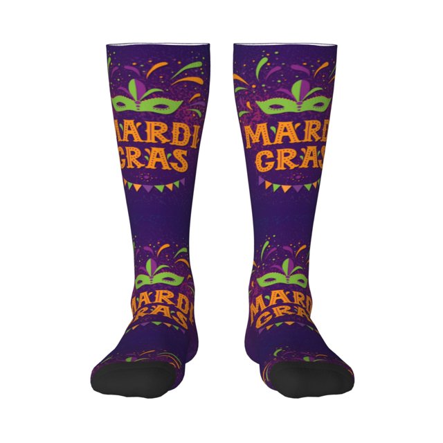 Balery Mardi Gras2 Calcetines novedosos Calcetines deportivos Calcetines hasta la rodilla Calcetines de algodón Calcetines originales y geniales