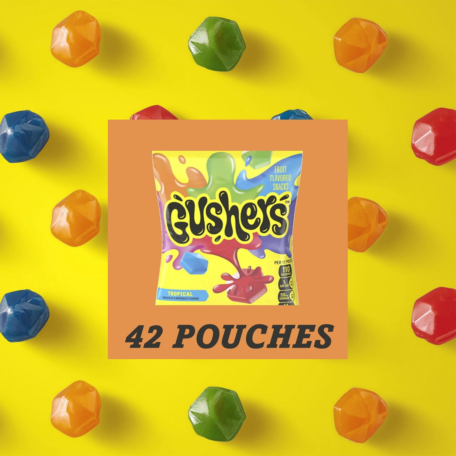 Gushers Strawberry & Tropical Variety Pack Snacks, 2 Pack, 0.8 oz., 42 pk with bowl by OMA