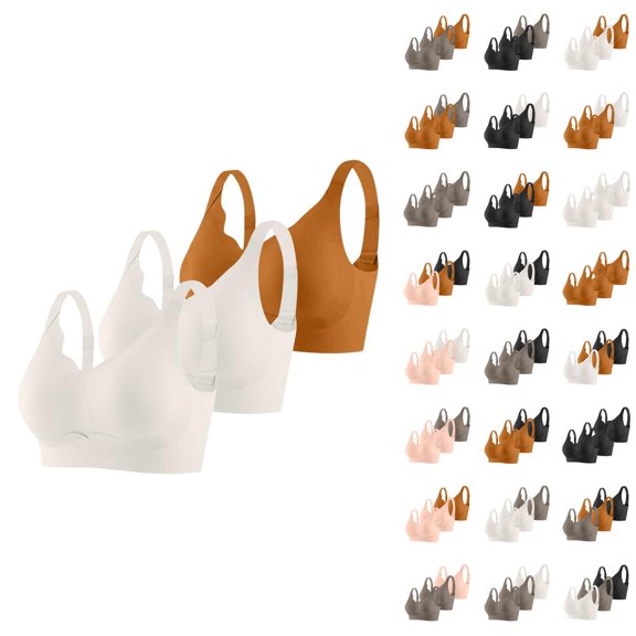 Sports Bras for Women 3 Pack Comfortable Seamless Adjustable Support Fitness Athletic Bralettes Workout Bra