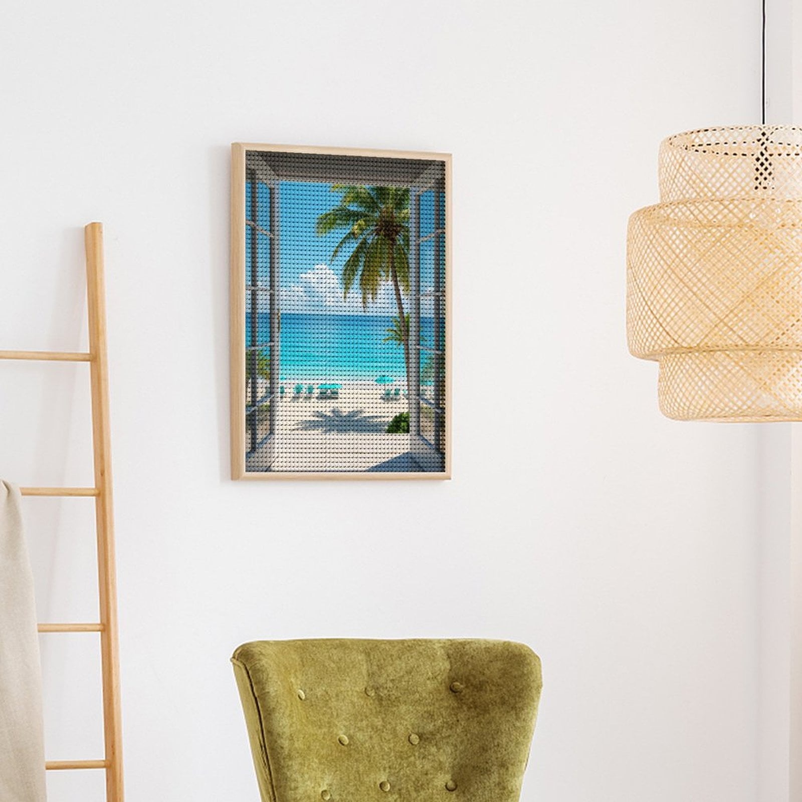 Diamond Art Kits for Adults - Open Door Beach View Ocean Serenity 5d Diamond Painting for Adults, Diamond Art for Adults Beginners, Frameless Diamond Painting Kits for Adults for Home Wall Decor