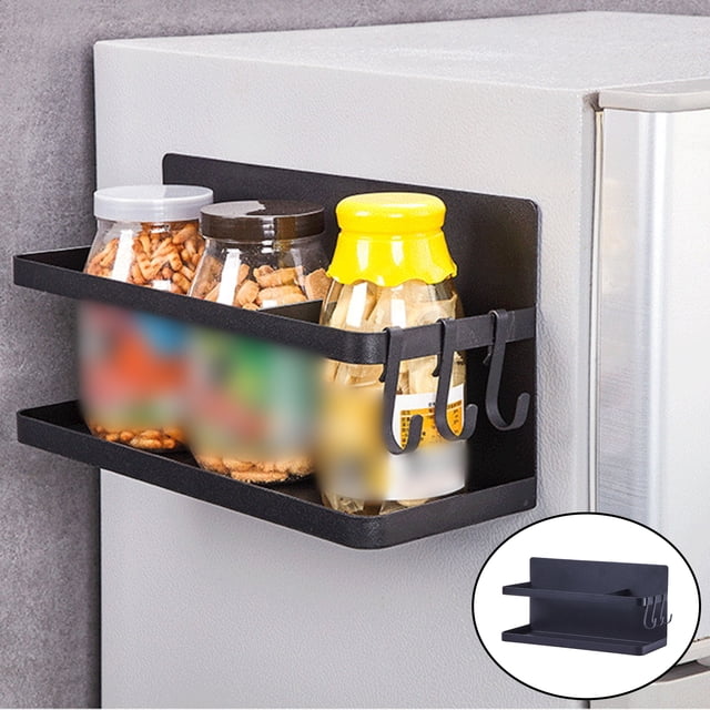 Estante lateral del refrigerador Estante de especias Soporte para condimentos Almacenamiento de aceites de cocina pequeña sala de Ahorro de negro BLESIY Estante de almacenamiento de especias