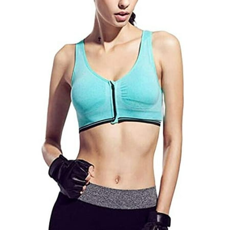 

Women Sport Bra Running Gym Yoga Padded Fitness Tops Tank Workout Zipper Stretch
