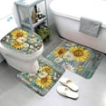 thumbnail image 3 of 3 Pcs Rustic Farmhouse Bath Mat Set, Sunflower Daisy Wildflowers Butterflies Wooded Absorbent Bathroom Shower Bath Mats, Bathroom Decor Mat with Non Slip Backing, 3 of 6