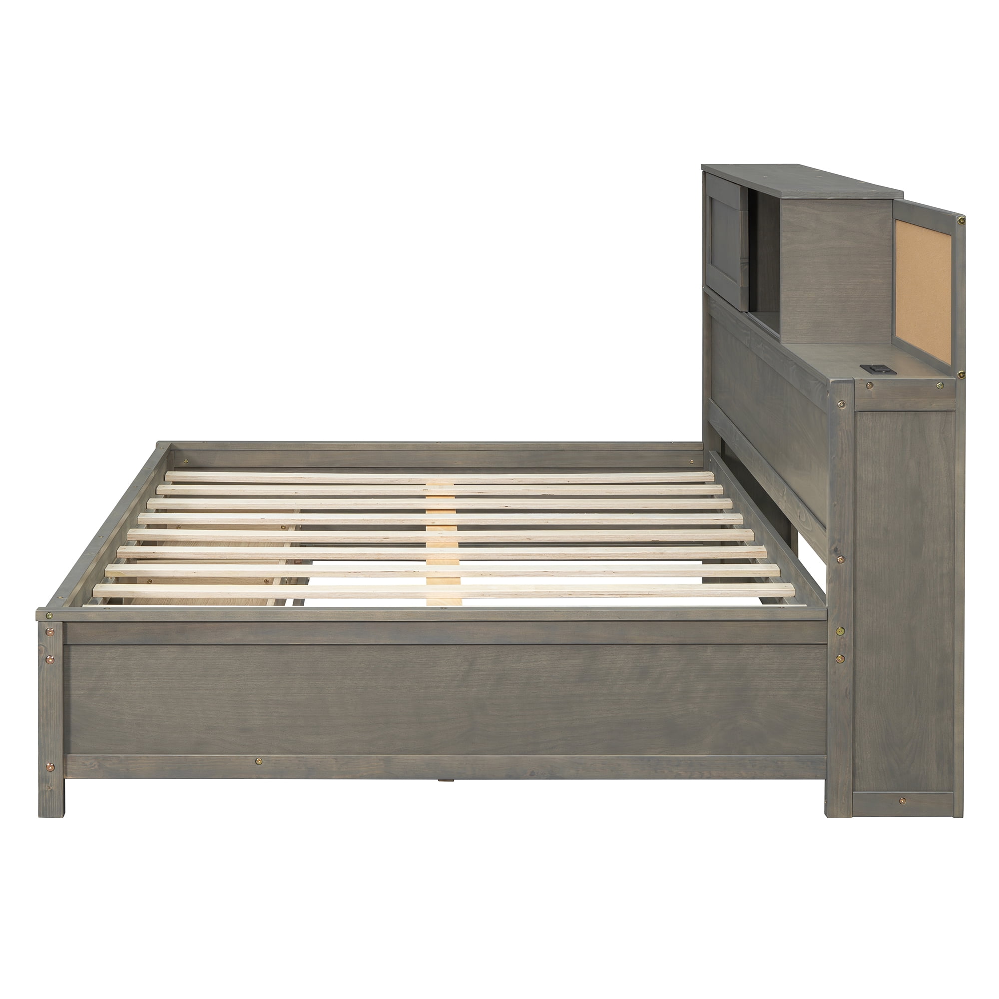Sailvan Full Size Wooden Daybed with 3 Storage Drawers, Upper Soft Board, Shelf, Set of Sockets