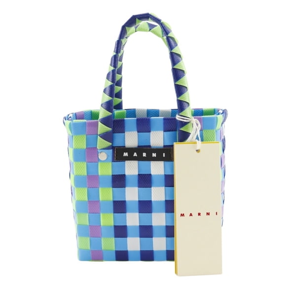 Pre-Owned MARNI Woven Micro Basket Handbag, MW55F, Polypropylene, Blue/Multicolor,... (Good)