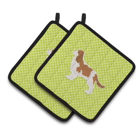

Carolines Treasures BB3849PTHD Cavalier King Charles Spaniel Checkerboard Green Pair of Pot Holders 7.5HX7.5W
