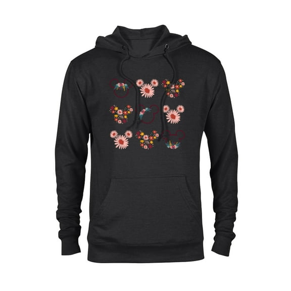 Disney Mickey Mouse Flowers and Daisy Print - Pullover Hoodie for Adults - Customized-Black