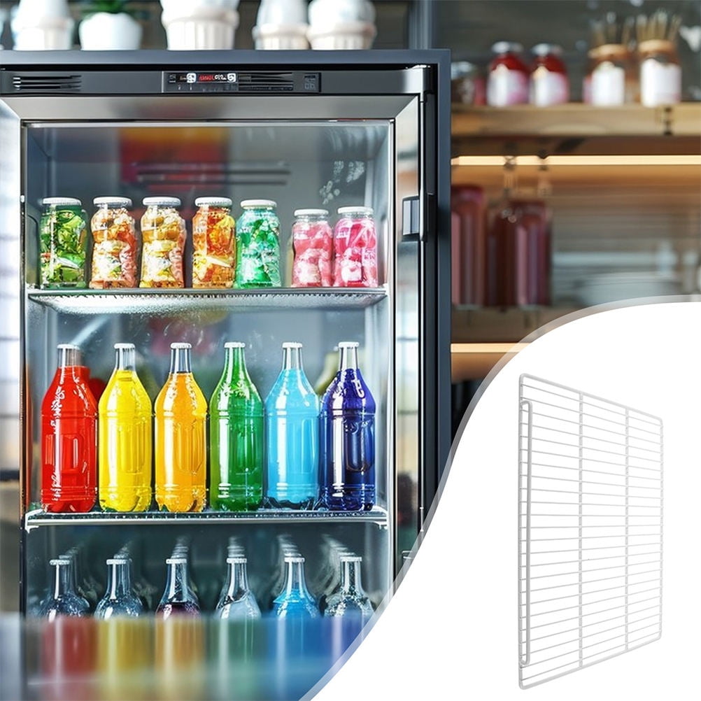 OUNONA Heavy Duty Refrigerator Shelf Divider with Open Grid Design, Clear View White Steel Mesh Organizer for Kitchen Storage