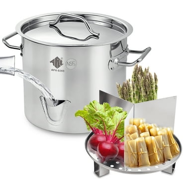 ARC Three in One 5 Gallon 20QT Stainless Steel Tamale Steamer Pot  Stock Pot with Lid & Steamer Rach