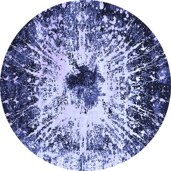 Ahgly Company Machine Washable Indoor Round Persian Blue Bohemian Area Rugs, 4' Round
