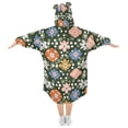 thumbnail image 2 of FORMRS Wearable Blanket Hoodie with Sleeves for Kids Cozy Flannel Sweatshirt, Blue Geometric Flowers, 2 of 7