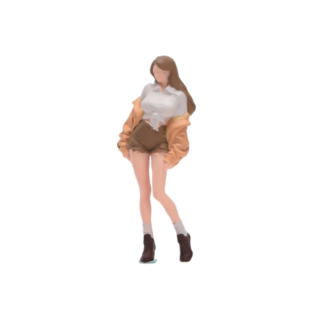 Figura niña en miniatura a escala 1:64, figura femenina resina, accesorio para aficionados, pintada a mano, modelo decorativo en miniatura para