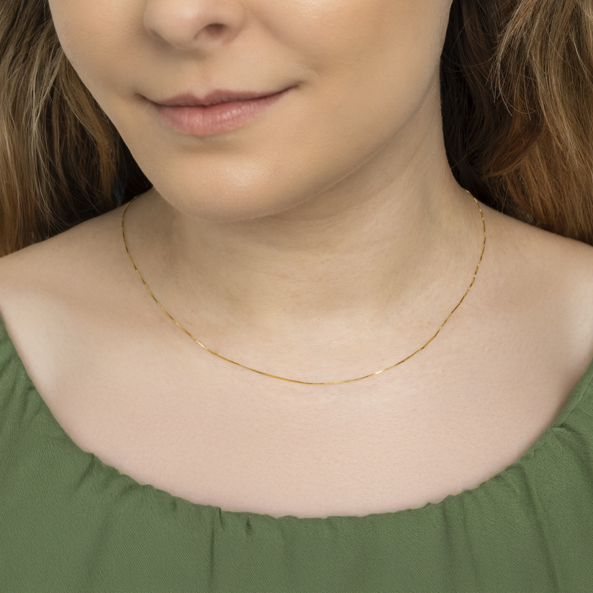 Amberta Real Italian Yellow 14K Gold Necklaces for Women Men | Super Thin Dainty & Sturdy Box Curb Singapore Solid Chain Delicate Choker 16/18/20 inch: 14K Gold Venetian Chain For Women 18 inch