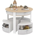 thumbnail image 1 of Kids Table and Chair Set, 5 Pieces Wooden Round Nesting Design Children Multi-Activity Table With 4 Storage Stools & 4 Fabric Drawers, Toddler Table and Chair Set for Play/Art/Reading/Craft, 1 of 7