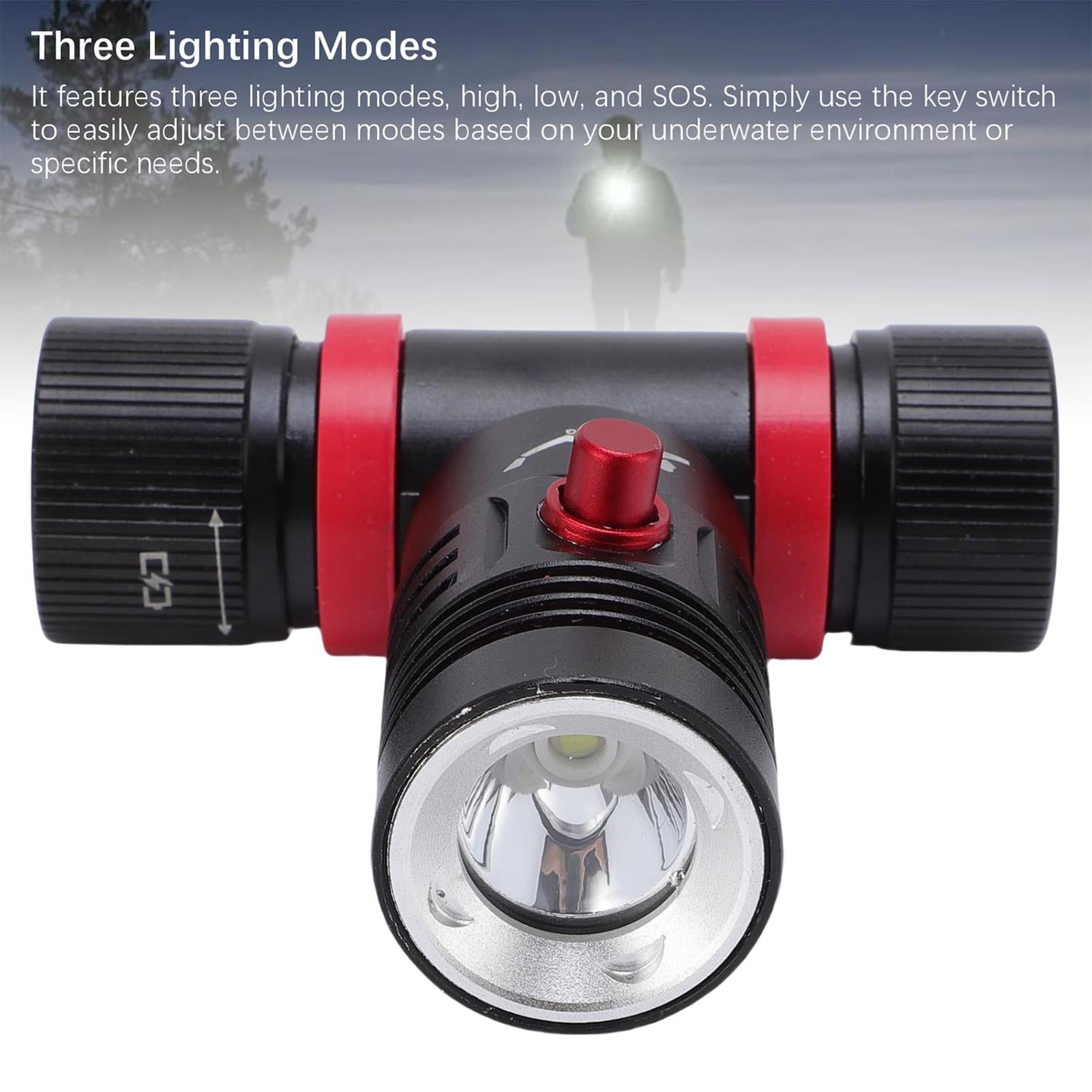 YAHHU 5000LM Scuba Headlamp – IPX8 80m Waterproof, 3 Modes (High, Low, SOS), 3+ hrs High, 6+ hrs Low, USB Rechargeable