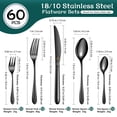 thumbnail image 4 of vancasso 60 Piece Silverware Sets , Stainless Steel Knife and Fork for 10，Black Round handle, 4 of 5
