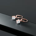thumbnail image 4 of Gem Stone King 18K Rose Gold Plated Silver White Moissanite Dangle Earrings for Women (2.20 Cttw, Gemstone Birthstone, Cushion 6MM), 4 of 4