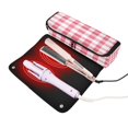thumbnail image 3 of Hair Tool Organizer Bag with Heat Resistant Mat Removable Travel Storage Case for Hot Air Brushes Curling Irons Pink Checkered Pattern, 3 of 8