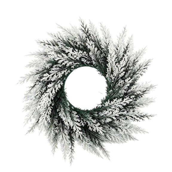 Christmas Wreath,15.7 Inch Winter Wreaths for Front Door,Fake Full Snowy Pine Wreath,Artificial Decorative Wreath for Entrances Porch Wall Window Home Farmhouse Winter Xmas Decoration