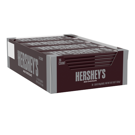 Hershey S Milk Chocolate Standard Bar Box 1 55 Oz 36 Ct