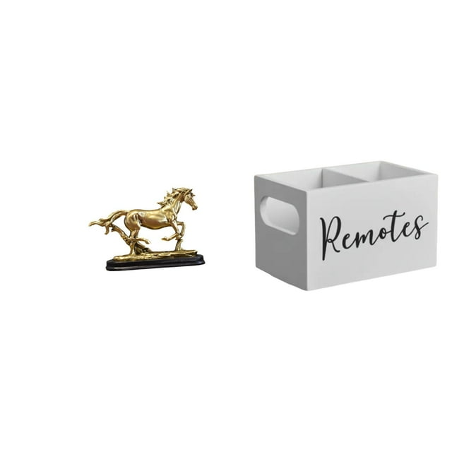 Figura de caballo en miniatura, escultura coleccionable de resina, estatua de animal, soporte de madera para control remoto, ideal para la decoración