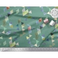 thumbnail image 3 of Soimoi Tissu Satin Modal Vert Triangle Art Géométrique Imprimé 1 Yard 42 Pouces de Large, 3 of 5