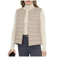 thumbnail image 2 of gbyLJF Womens Lightweight Down Vest Solid Color Round Neck Sleeveless Quilted Puffer Jacket Winter Outwear Waistcoat, 2 of 7