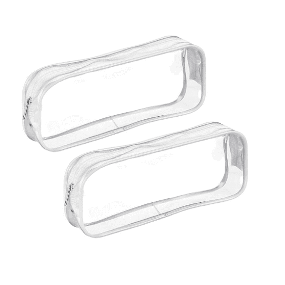 Trianu 2 Pack Clear Zipper Pen Pencil Case, Durable and Thick Pencil Bag Makeup Pouch for Storing Pencils, Cosmetics or Daily Small Items
