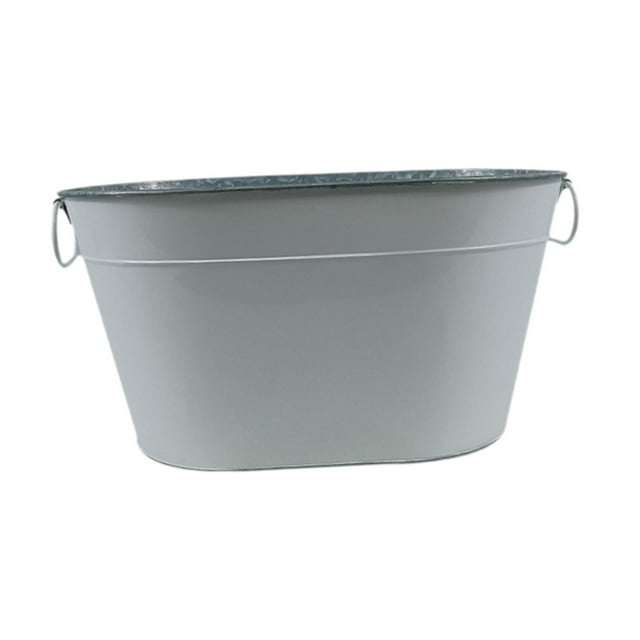 Cubo de hielo con manijas de transporte de metal bebida cubo de bañera de cerveza rústica bañera de hielo para enfriar, champán, enfriamiento de vino, gris