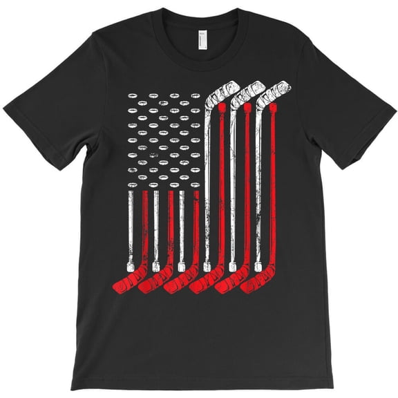 American Flag Vintage Retro Ice Hockey Gift Sports Patriot, G21614 Unisex T-Shirt, Up to Size 5XL