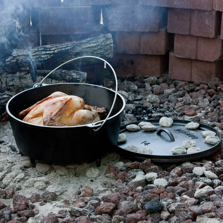 10 Pre-Seasoned 4 Quart Dutch Oven Without Legs - CampMaid