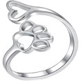 thumbnail image 3 of Dog Footprint Shaped Open Ring Adjustable Finger Ring Personalized Women Ring, 3 of 3